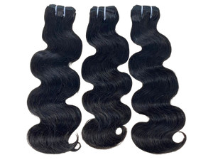 Natural Black Body Wave Human Hair Weave - Bouncy & Versatile